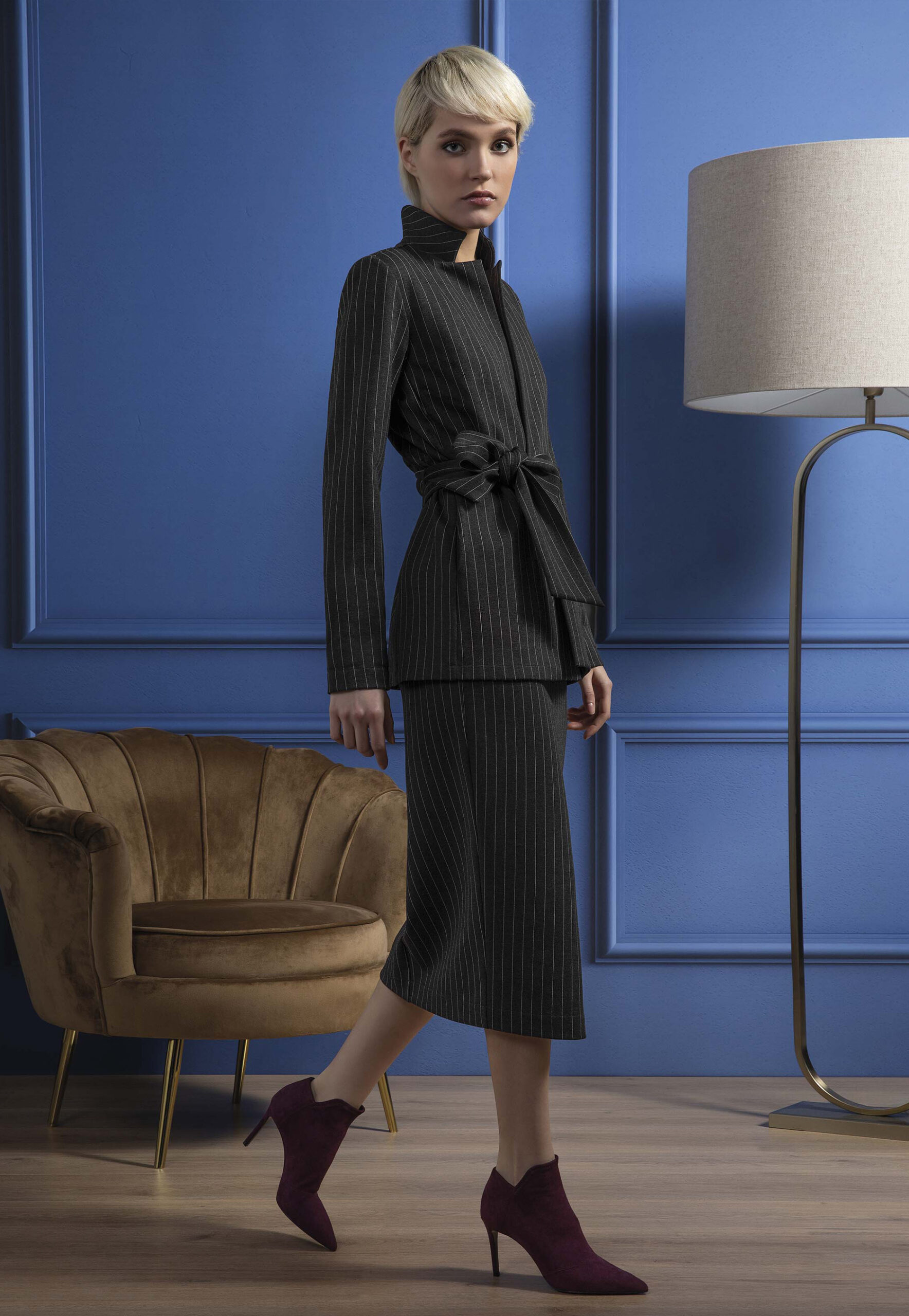 Pinstripe sheath skirt